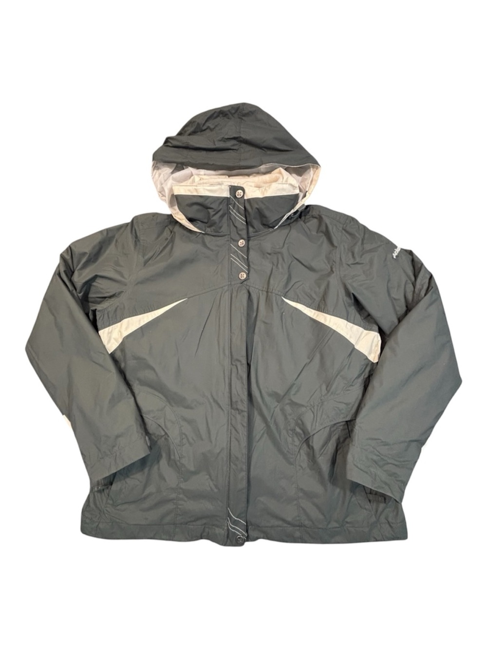 Columbia Interchange 3in1 Ski Jacket Womens XL Gray White Fleece Liner Hooded